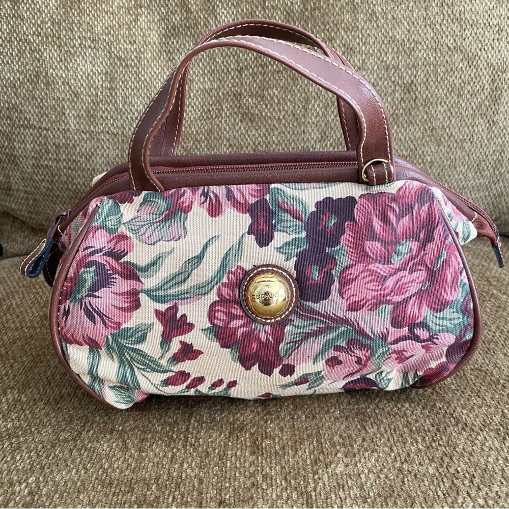 Capezio VTG Brown and Pink Mini Bag with Floral Elegance